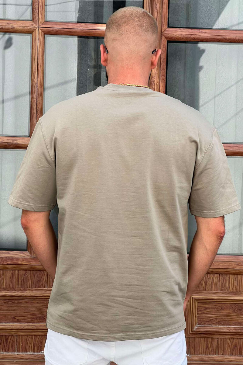 ONE COLOR SIMPLE COTTON MEN T-SHIRT OLIVE/ULLI - 3