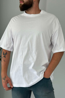 ONE COLOR SIMPLE COTTON MEN T-SHIRT WHITE-E BARDHE 