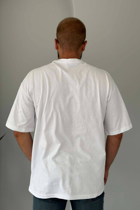 ONE COLOR SIMPLE COTTON MEN T-SHIRT WHITE-E BARDHE - 2