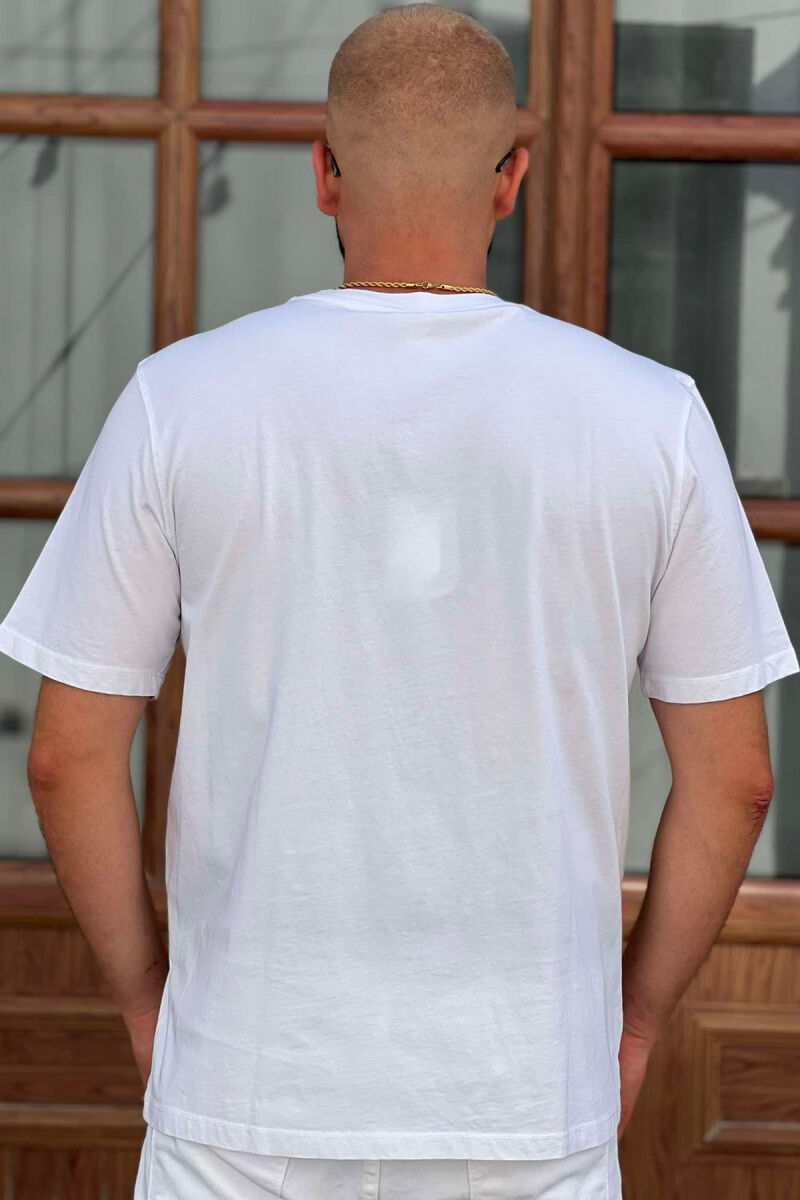 ONE COLOR SIMPLE COTTON MEN T-SHIRT WHITE-E BARDHE - 2