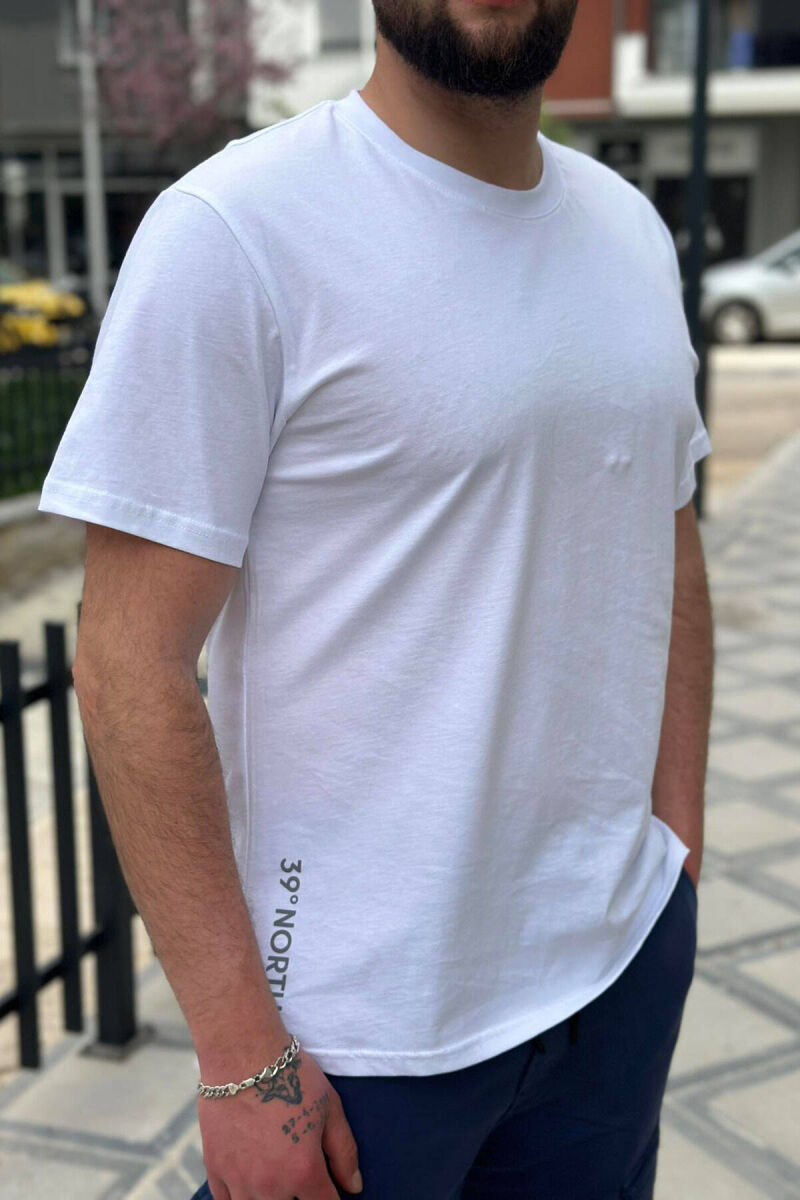 ONE COLOR SIMPLE COTTON MEN T-SHIRT WHITE-E BARDHE - 2