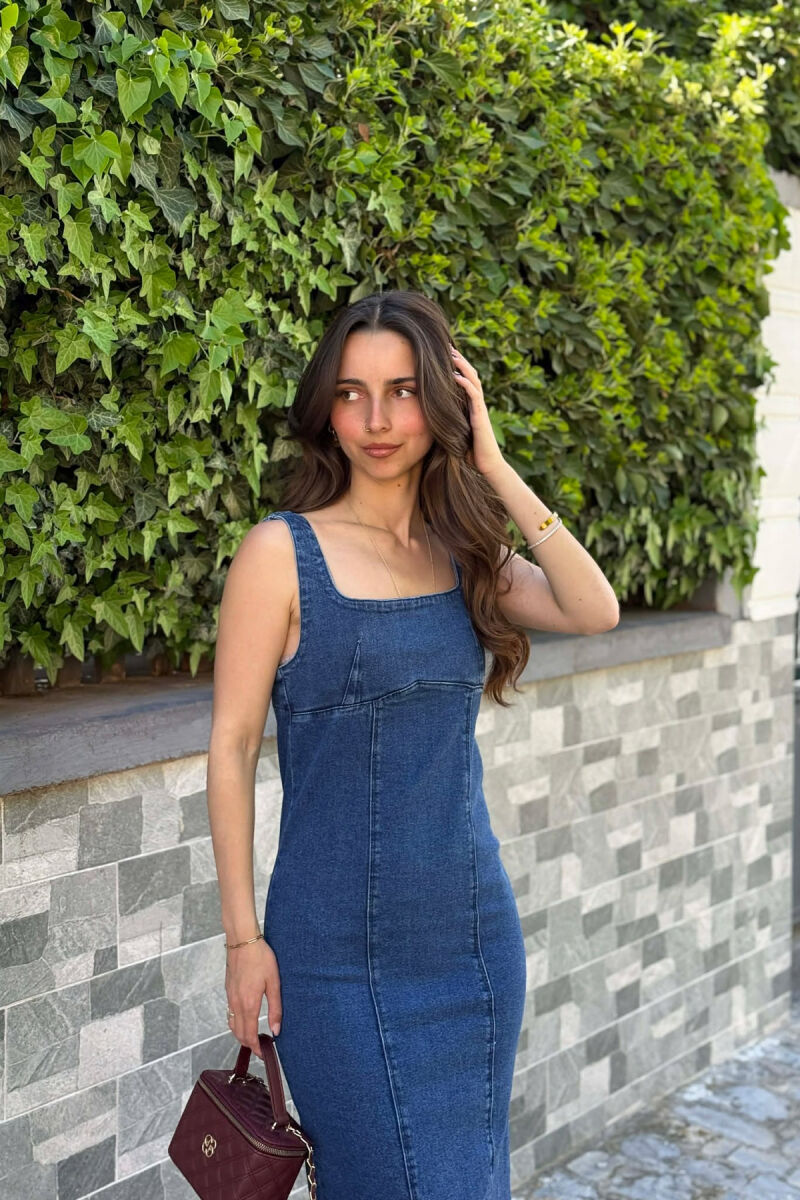 ONE COLOR SIMPLE DENIM WOMAN DRESS BLUE/BLU - 2