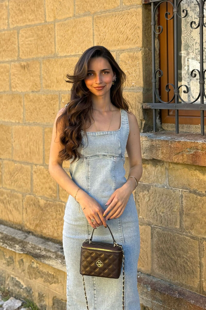 ONE COLOR SIMPLE DENIM WOMAN DRESS LIGHTBLUE/BZ - 5