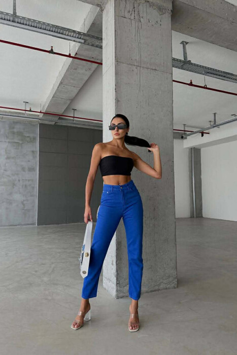 ONE COLOR SIMPLE DENIM WOMEN JEANS BLUE/BLU - 3