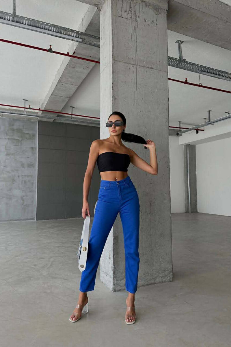 ONE COLOR SIMPLE DENIM WOMEN JEANS BLUE/BLU - 3