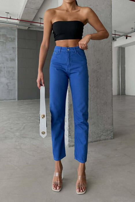 ONE COLOR SIMPLE DENIM WOMEN JEANS BLUE/BLU - 5