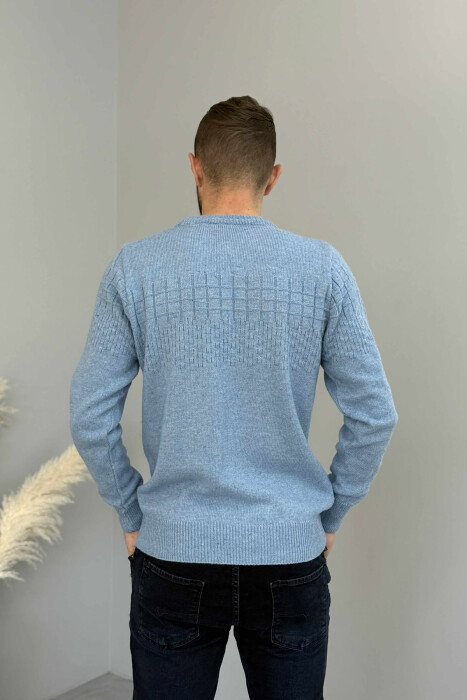 ONE COLOR SIMPLE DESIGN MEN SWEATER LIGHTBLUE/BZ - 4