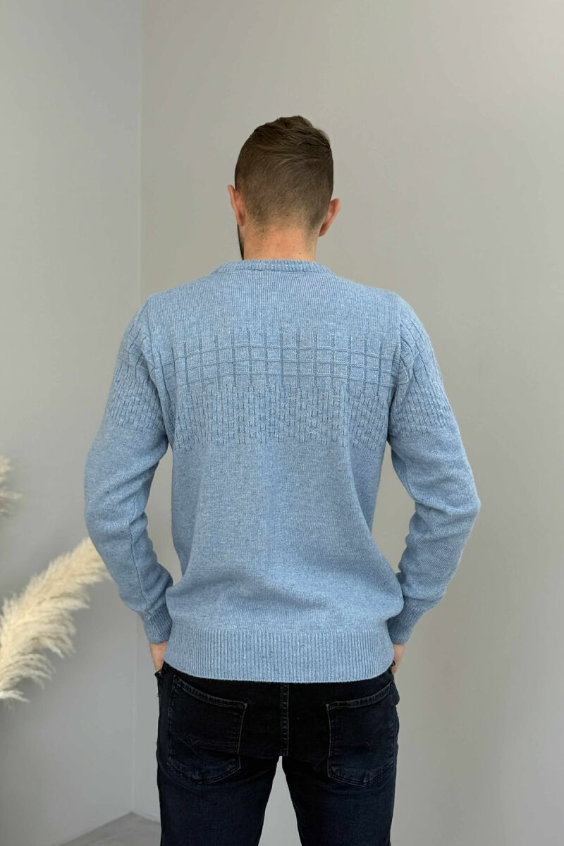 ONE COLOR SIMPLE DESIGN MEN SWEATER LIGHTBLUE/BZ - 4