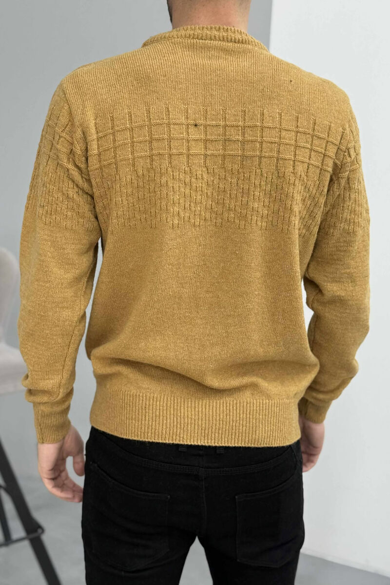 ONE COLOR SIMPLE DESIGN MEN SWEATER MUSTARD/MUSTARDE - 4