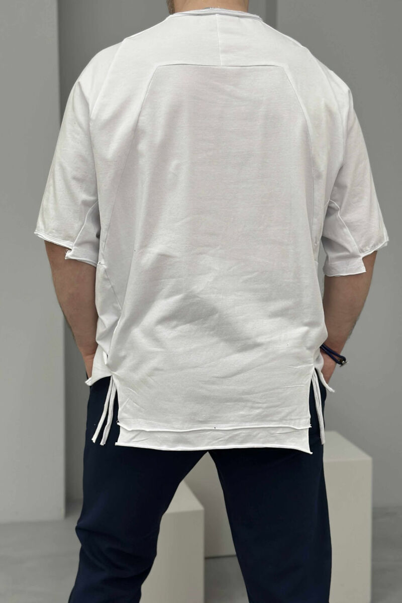 ONE COLOR SIMPLE DESIGN MEN T-SHIRT WHITE-E BARDHE - 2