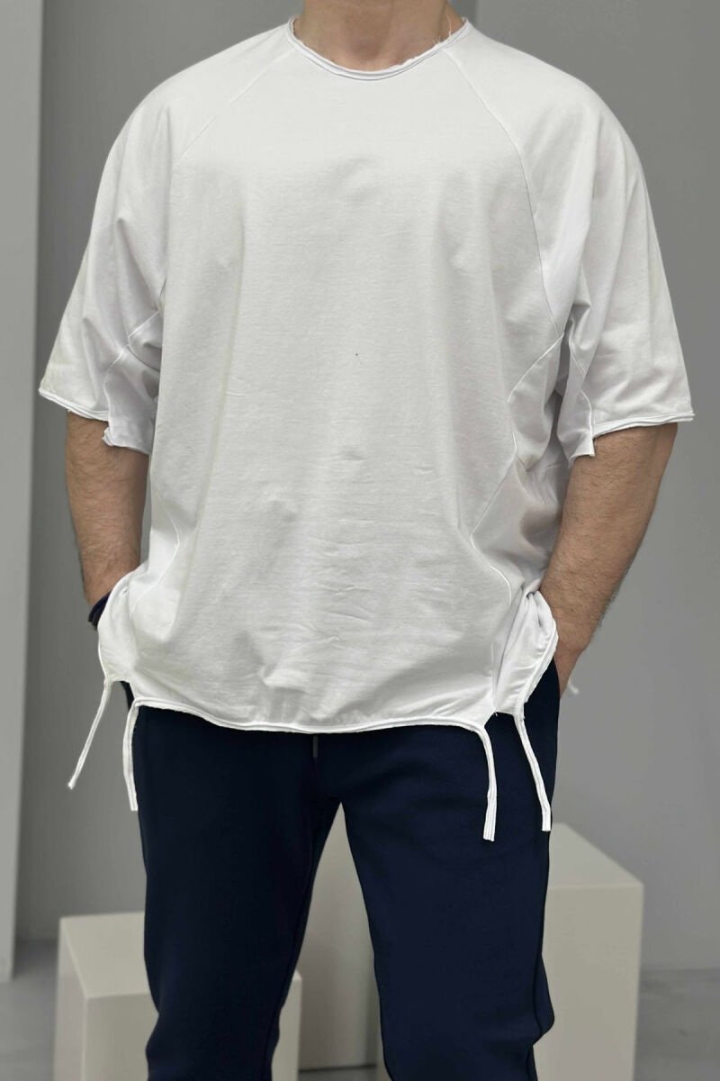 ONE COLOR SIMPLE DESIGN MEN T-SHIRT WHITE-E BARDHE - 3