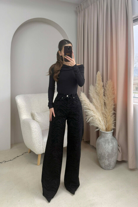 ONE COLOR SIMPLE DESIGNED WOMEN JEANS BLACK/ E ZEZE - 2