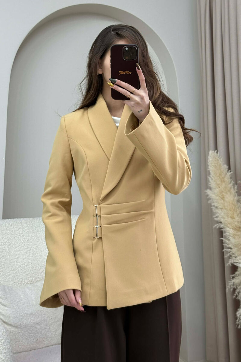 ONE COLOR SIMPLE DETAIL CLASSIC WOMEN JACKET DARK BEIGE/BEZHE ERRET - 2