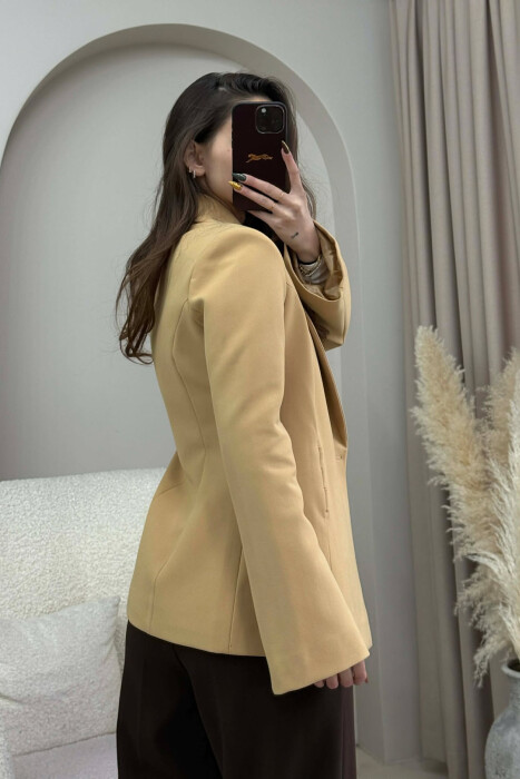 ONE COLOR SIMPLE DETAIL CLASSIC WOMEN JACKET DARK BEIGE/BEZHE ERRET - 4
