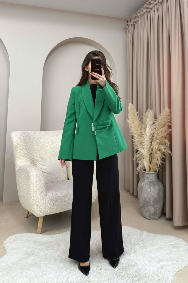 ONE COLOR SIMPLE DETAIL CLASSIC WOMEN JACKET GREEN/JESHILE - 1