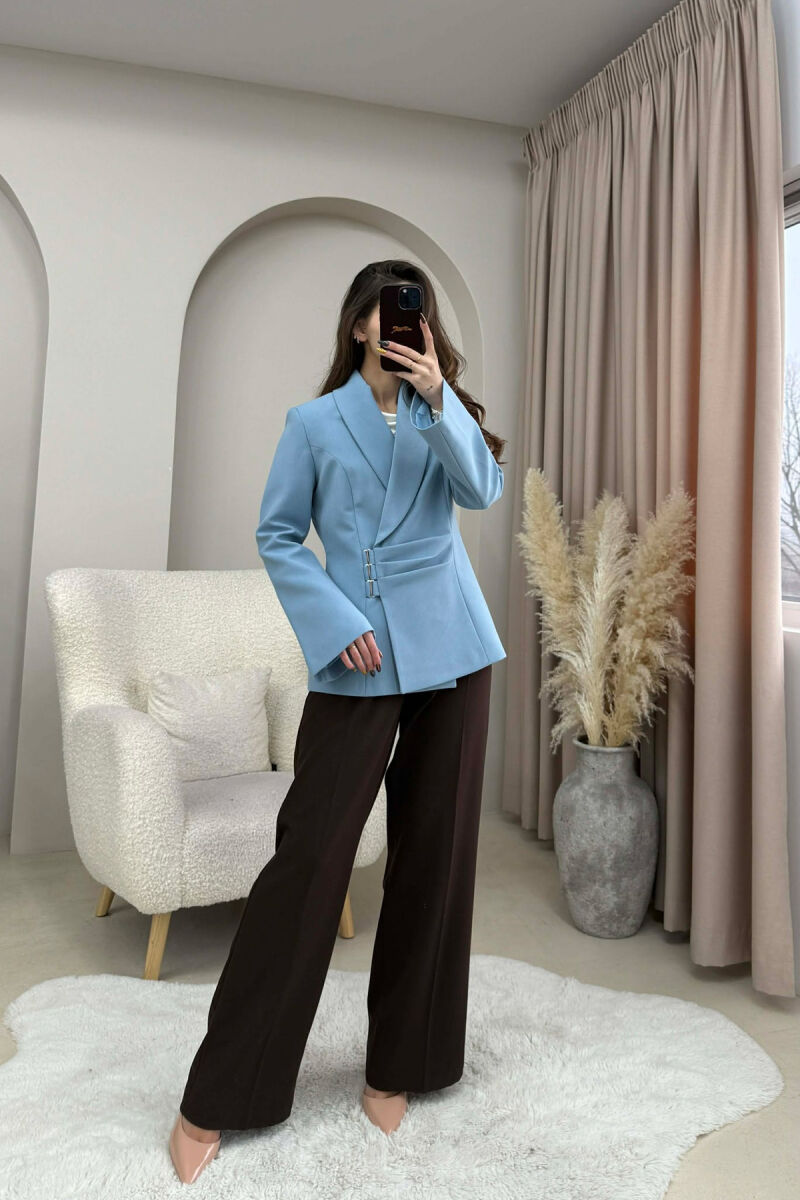 ONE COLOR SIMPLE DETAIL CLASSIC WOMEN JACKET LIGHTBLUE/BZ - 1