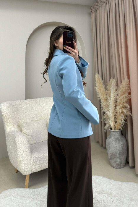 ONE COLOR SIMPLE DETAIL CLASSIC WOMEN JACKET LIGHTBLUE/BZ - 4