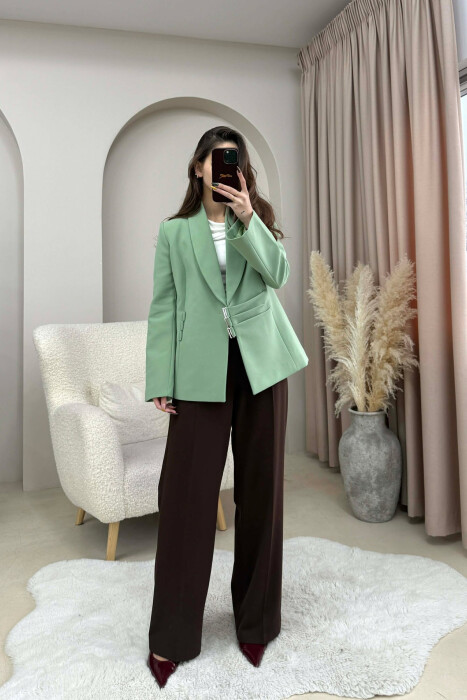 ONE COLOR SIMPLE DETAIL CLASSIC WOMEN JACKET MINT/MENTE - 1