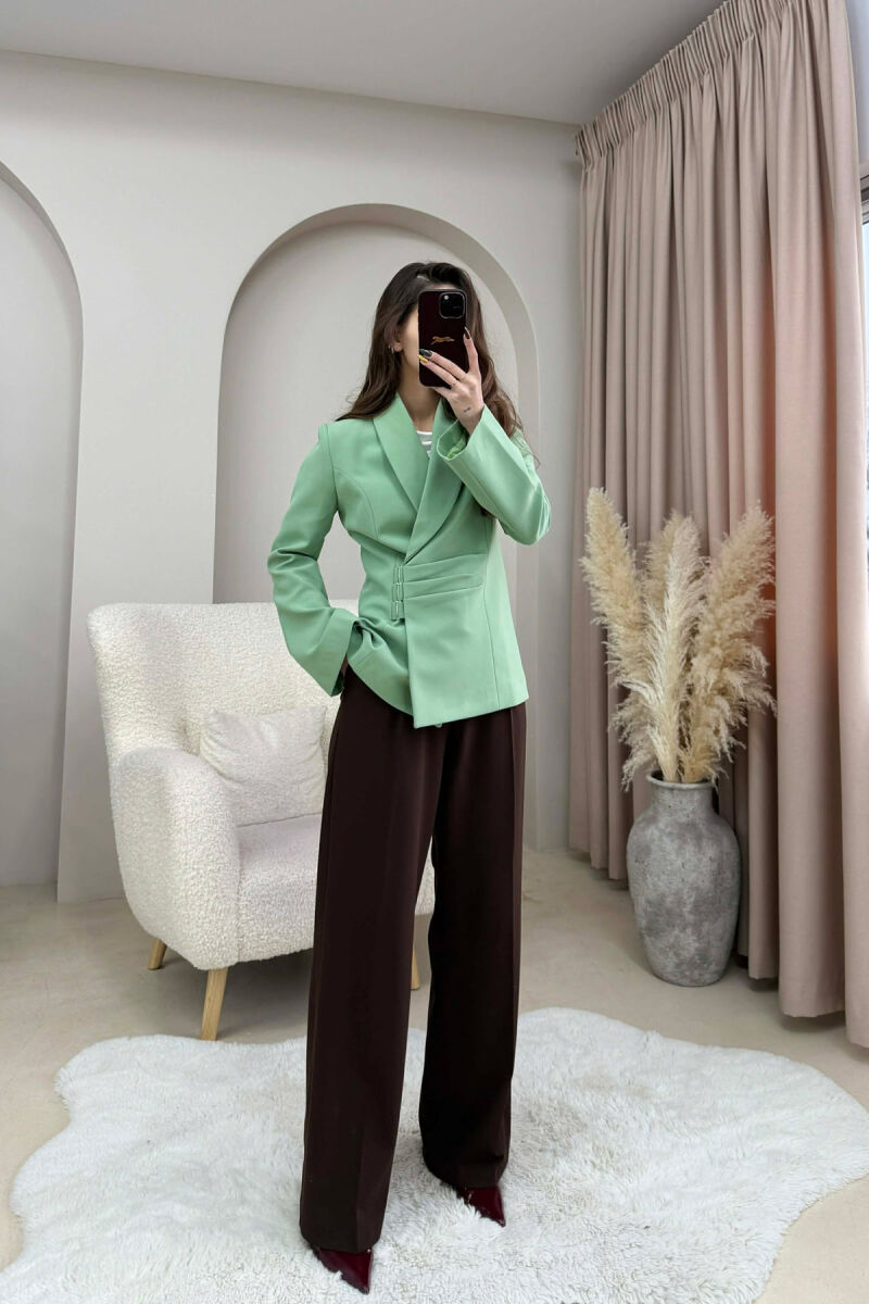 ONE COLOR SIMPLE DETAIL CLASSIC WOMEN JACKET MINT/MENTE - 4
