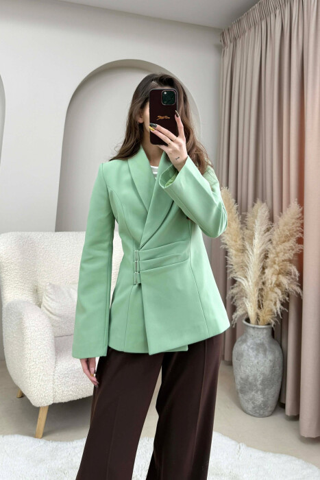 ONE COLOR SIMPLE DETAIL CLASSIC WOMEN JACKET MINT/MENTE - 5