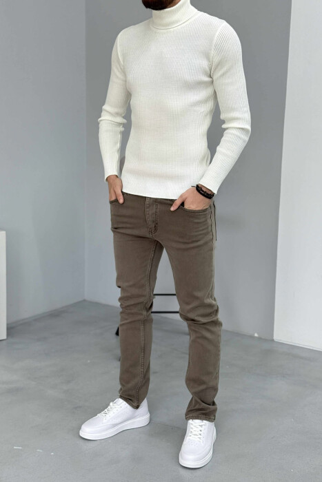 ONE COLOR SIMPLE ELASTIC MEN JEANS GREY ASH/GRI HIRI - KLAUDIO FASHION