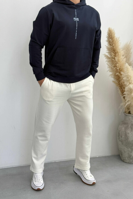 ONE COLOR SIMPLE ELASTIC WAIST MEN SWEATPANTS WHITE-E BARDHE - KLAUDIO FASHION