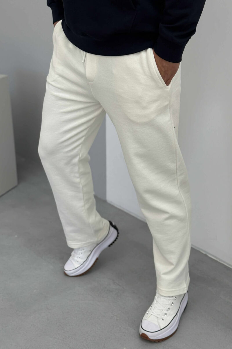 ONE COLOR SIMPLE ELASTIC WAIST MEN SWEATPANTS WHITE-E BARDHE - 2