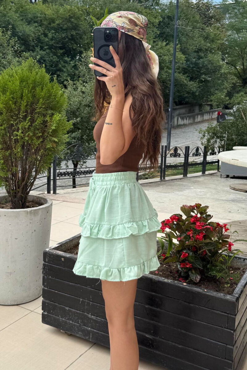 ONE COLOR SIMPLE ELASTIC WAIST WOMEN SKIRT MINT/MENTE - 3