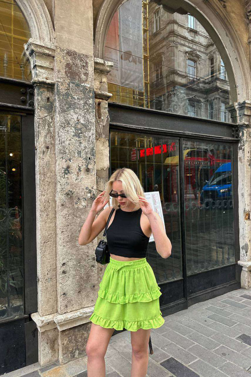 ONE COLOR SIMPLE ELASTIC WAIST WOMEN SKIRT NEON/NEON - 1