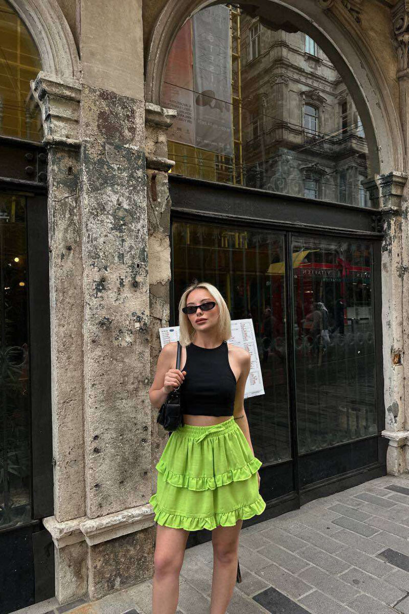 ONE COLOR SIMPLE ELASTIC WAIST WOMEN SKIRT NEON/NEON - 2