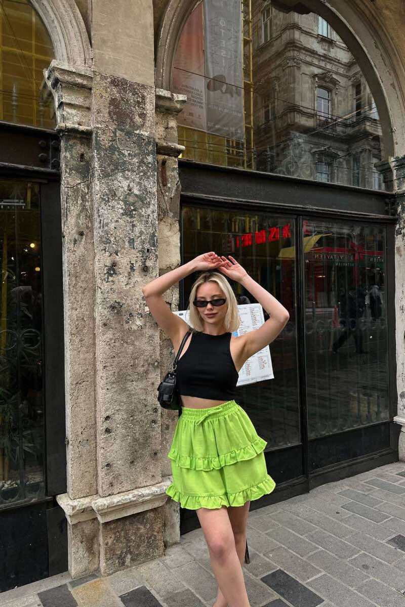 ONE COLOR SIMPLE ELASTIC WAIST WOMEN SKIRT NEON/NEON - 3