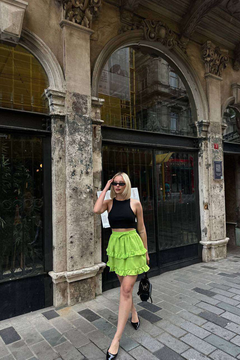 ONE COLOR SIMPLE ELASTIC WAIST WOMEN SKIRT NEON/NEON - 4