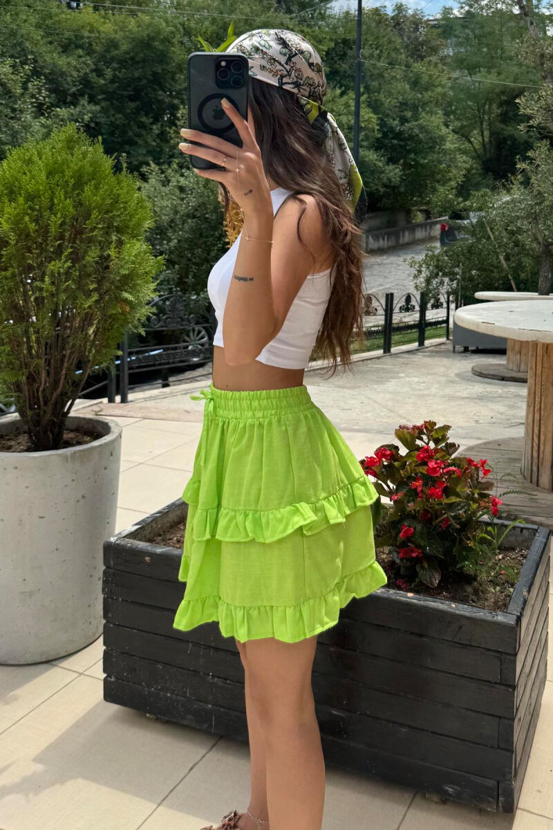 ONE COLOR SIMPLE ELASTIC WAIST WOMEN SKIRT NEON/NEON - 3