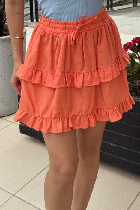 ONE COLOR SIMPLE ELASTIC WAIST WOMEN SKIRT ORANGE/PORTOKALLI 