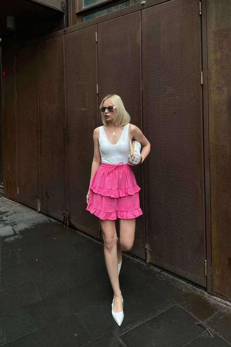 ONE COLOR SIMPLE ELASTIC WAIST WOMEN SKIRT PINK/ROZE - 1