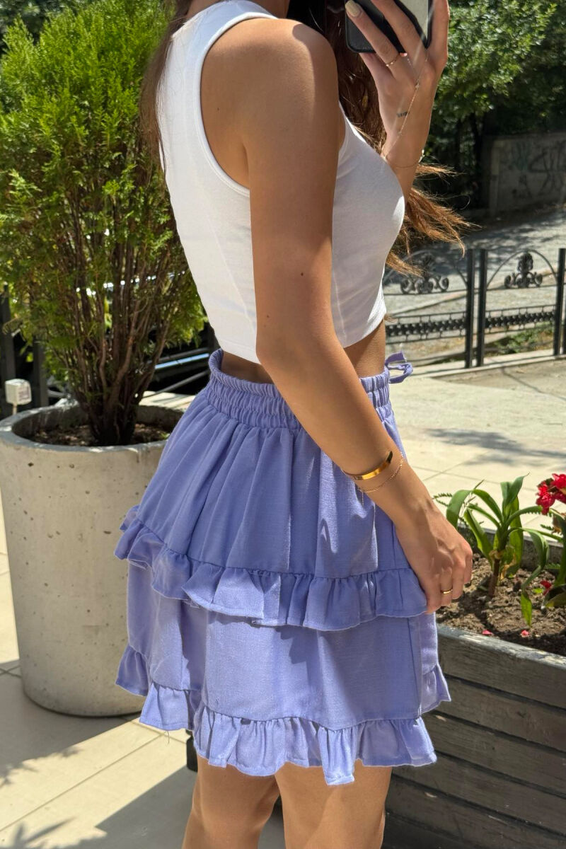 ONE COLOR SIMPLE ELASTIC WAIST WOMEN SKIRT PURPLE/LEJLA - 3