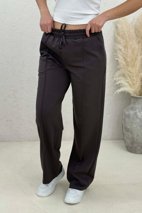 ONE COLOR SIMPLE ELASTIC WAIST WOMEN SWEATPANTS DARK GREY/GEE - 5