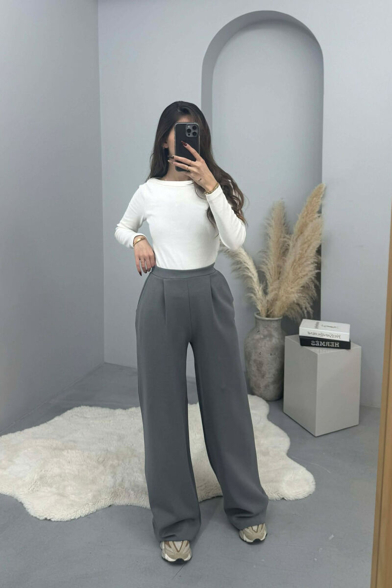 ONE COLOR SIMPLE ELASTIC WAIST WOMEN SWEATPANTS GREY/GRI - 1