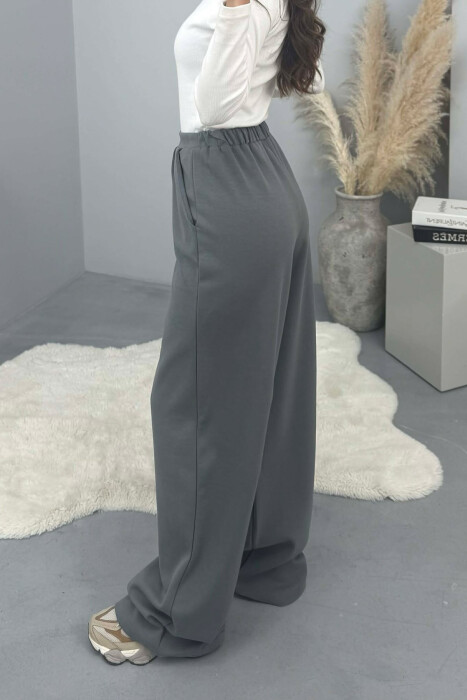 ONE COLOR SIMPLE ELASTIC WAIST WOMEN SWEATPANTS GREY/GRI - 2