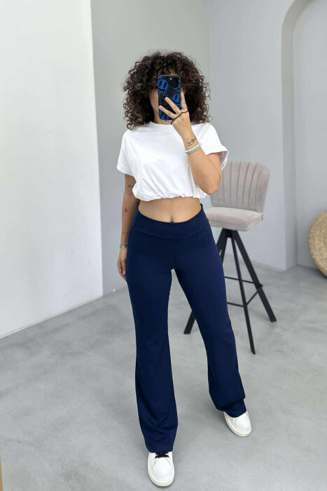 ONE COLOR SIMPLE ELASTIC WOMEN SWEATPANTS BLUE/BLU - 7