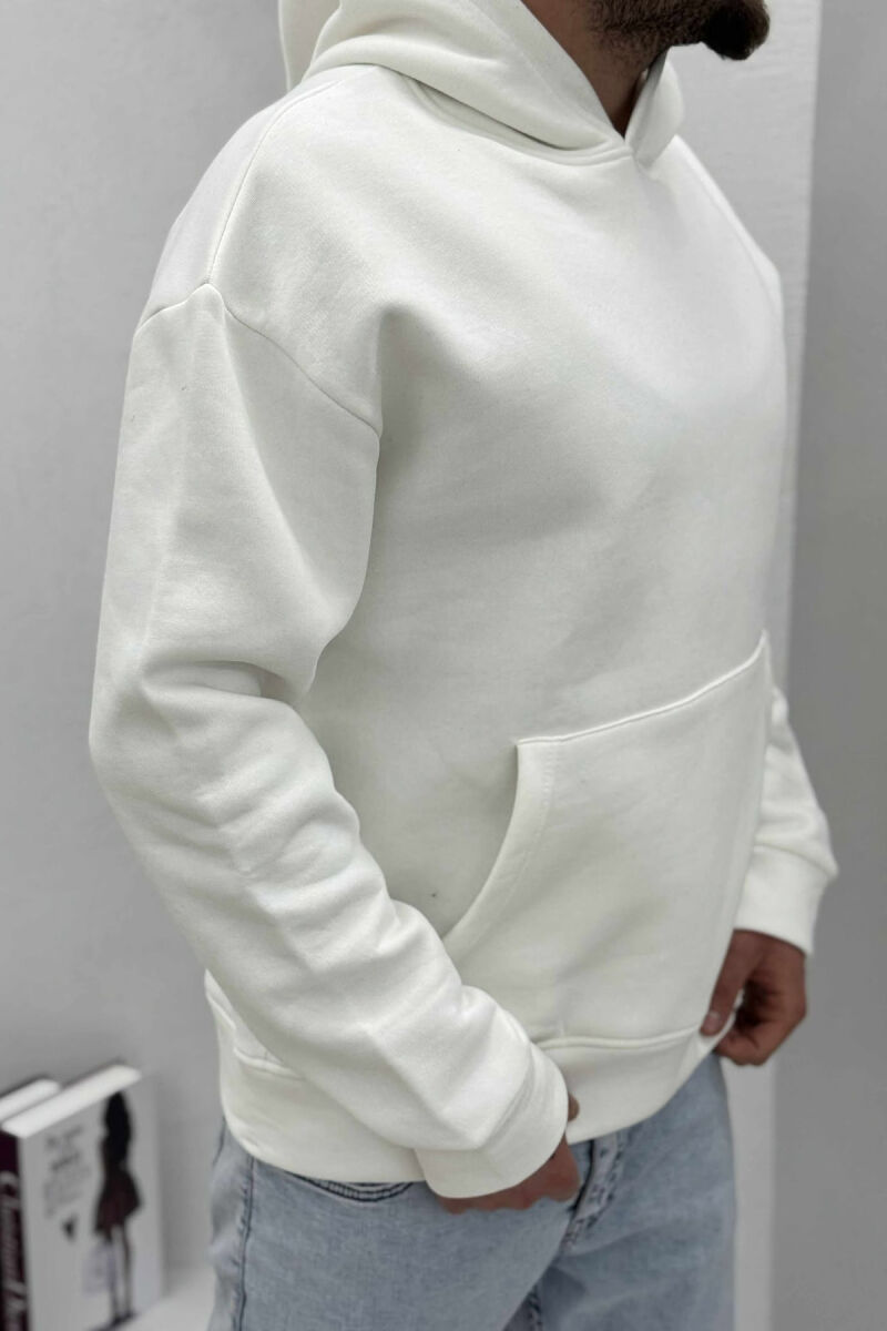 ONE COLOR SIMPLE FLUFFY MEN HOODIE WHITE-E BARDHE - 3