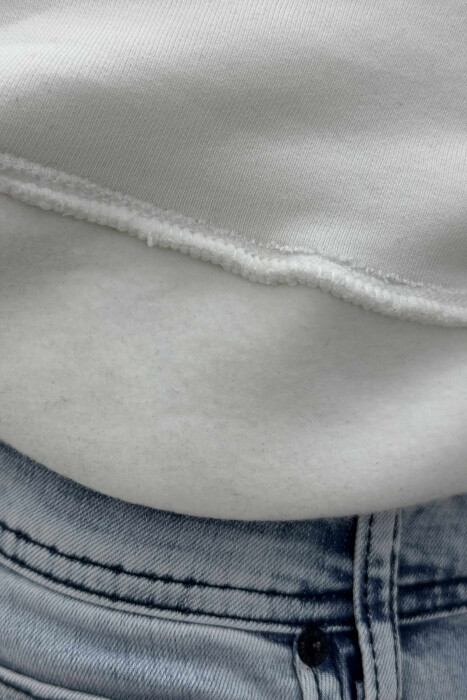 ONE COLOR SIMPLE FLUFFY MEN HOODIE WHITE-E BARDHE - 4