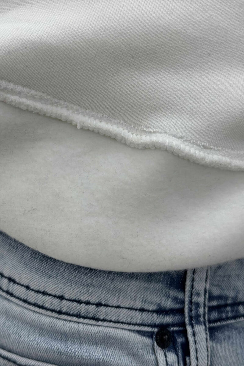 ONE COLOR SIMPLE FLUFFY MEN HOODIE WHITE-E BARDHE - 4