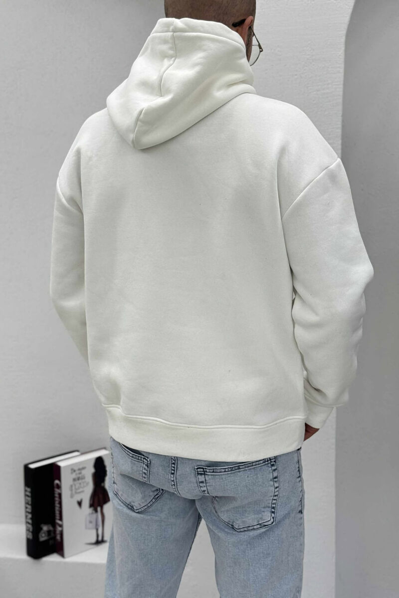 ONE COLOR SIMPLE FLUFFY MEN HOODIE WHITE-E BARDHE - 5