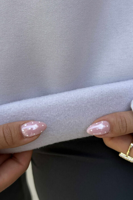 ONE COLOR SIMPLE FLUFFY WOMEN HOODIE ANTIQUEWHITE/ANTIKE - 6