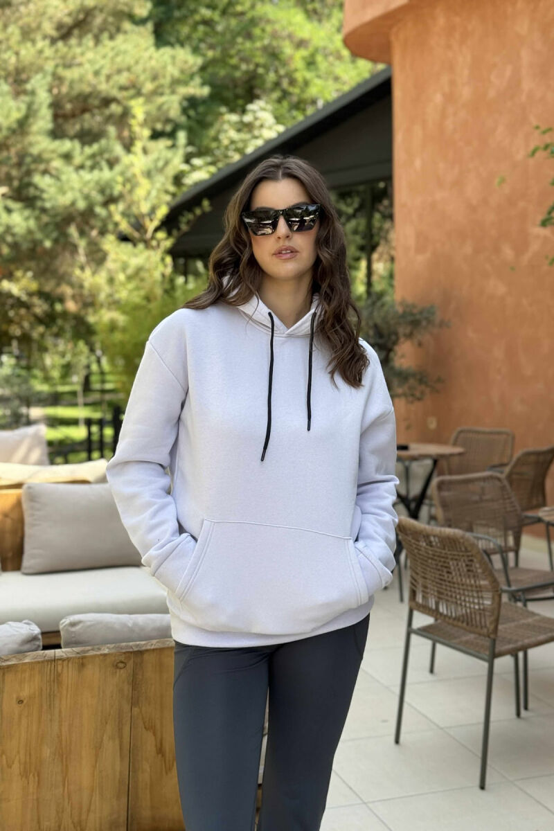 ONE COLOR SIMPLE FLUFFY WOMEN HOODIE LIGHT PURPLE/LEZB - 1