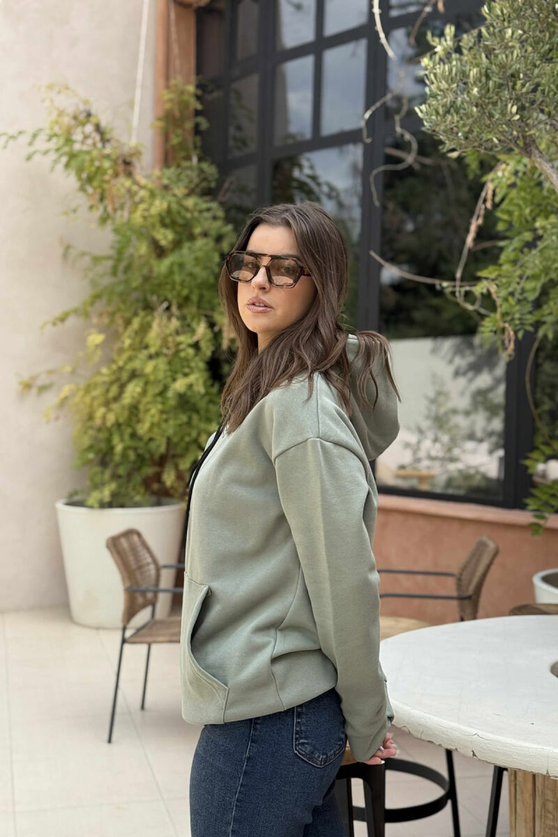 ONE COLOR SIMPLE FLUFFY WOMEN HOODIE OLIVE/ULLI - 3