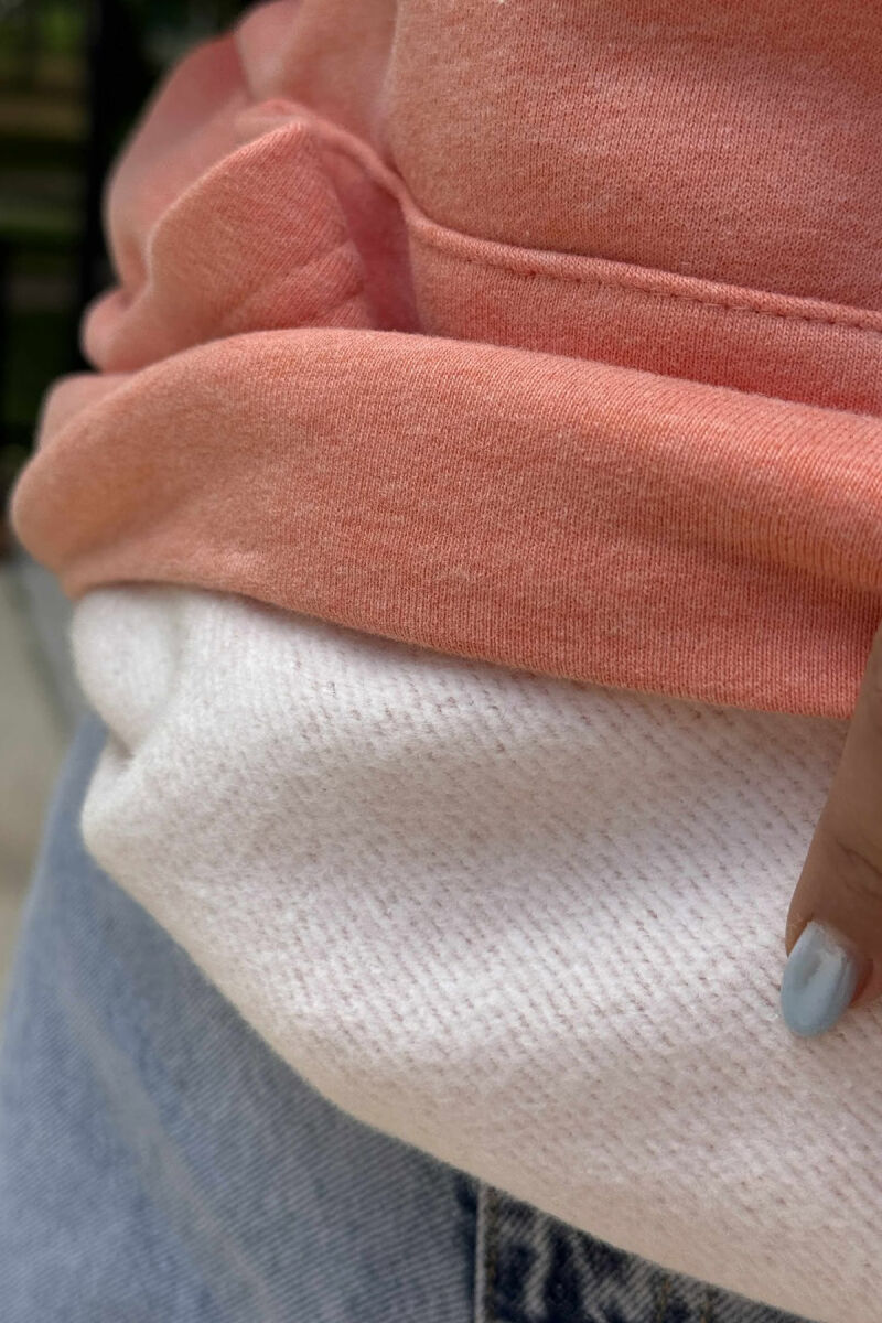 ONE COLOR SIMPLE FLUFFY WOMEN HOODIE SALMON/SALMON - 6