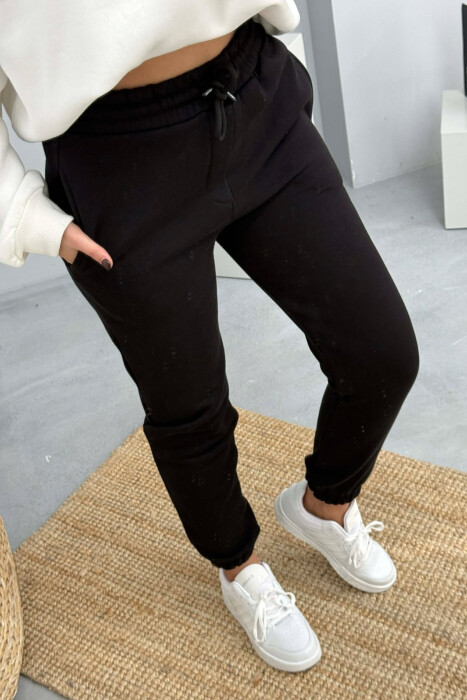 ONE COLOR SIMPLE FLUFFY WOMEN JOGGERS BLACK/ E ZEZE - 2