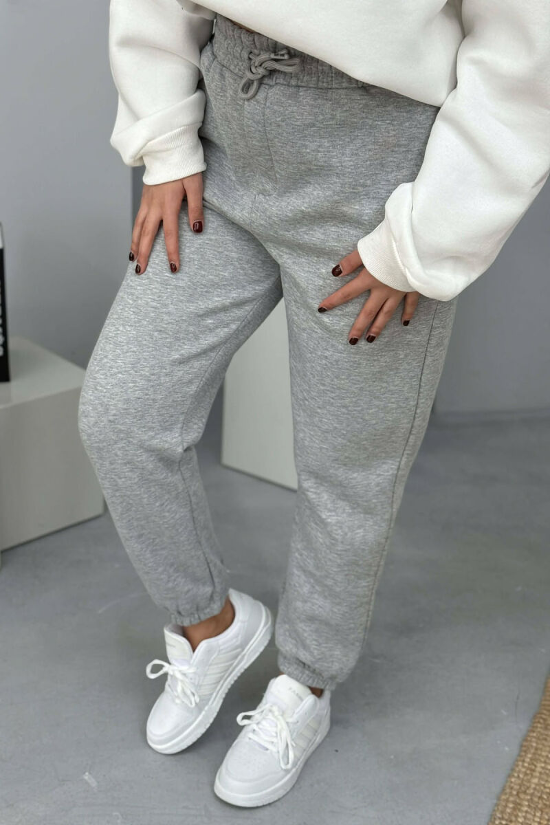 ONE COLOR SIMPLE FLUFFY WOMEN JOGGERS LIGHT GREY/GZ - 5